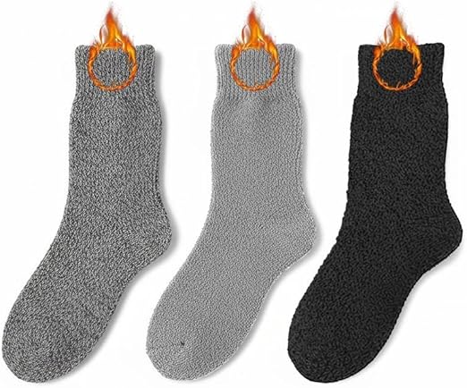 HiFEN® 3 Pairs Merino Wool Thermal Socks for Men, 2.3 Tog Warm Thick Cushioned Casual Crew Socks for Winter, Work, Outdoor Sports, Running, Hiking and Walking Boots, UK Size 6-11