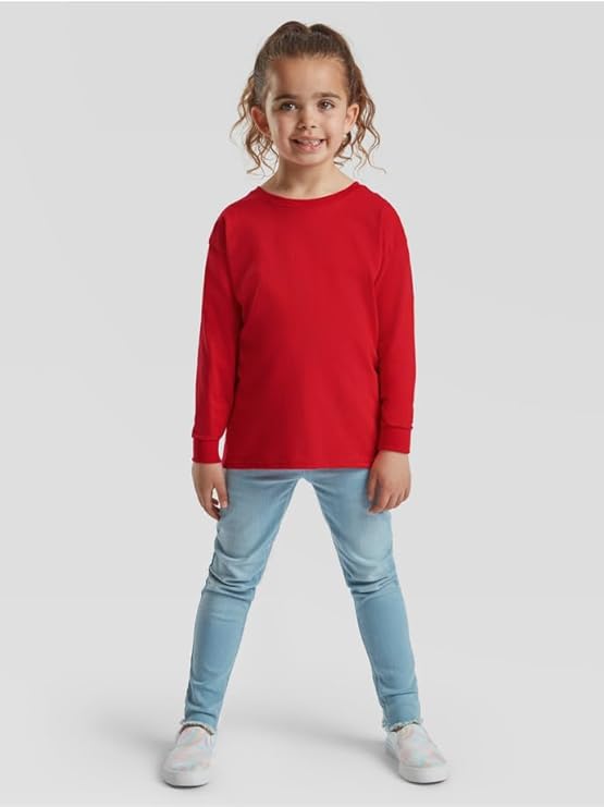 Kids Long Sleeve Cotton T-Shirt – Plain Round Neck Tee for School & Everyday Wear (Age 3–15)