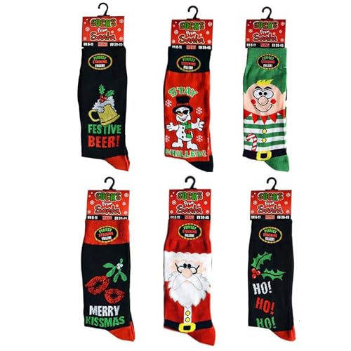 6 Pairs Christmas Socks – Festive Novelty Socks for Men & Women