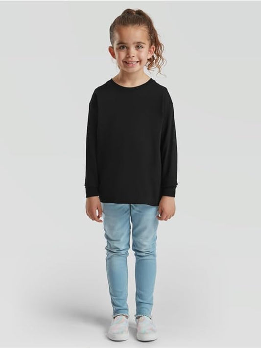 Kids Long Sleeve Cotton T-Shirt – Plain Round Neck Tee for School & Everyday Wear (Age 3–15)