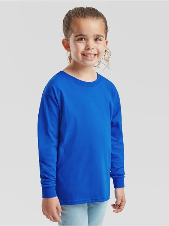 Kids Long Sleeve Cotton T-Shirt – Plain Round Neck Tee for School & Everyday Wear (Age 3–15)
