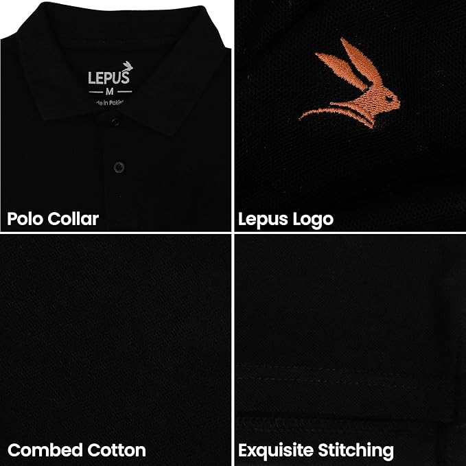 LEPUS Mens Adult Combed Cotton Polo Shirts