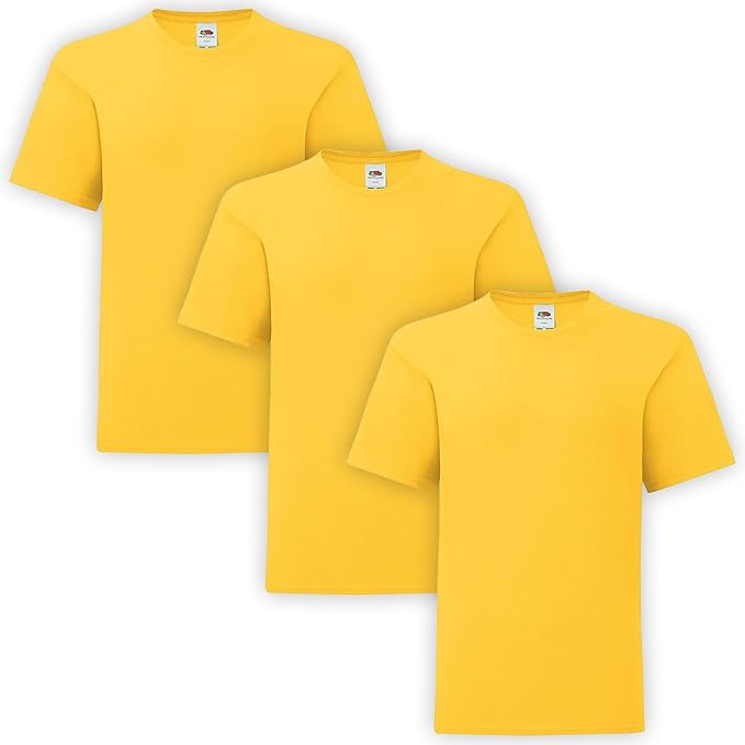 3 Pack Kids Crew Neck Short Sleeve T Shirts Cotton Rich Plain Valueweight Top 3 to 15 Years