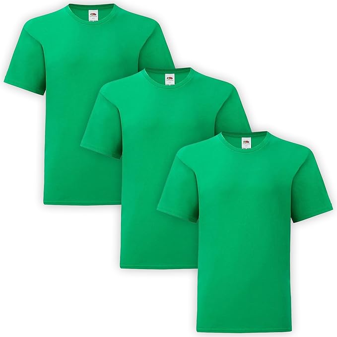 3 Pack Kids Crew Neck Short Sleeve T Shirts Cotton Rich Plain Valueweight Top 3 to 15 Years