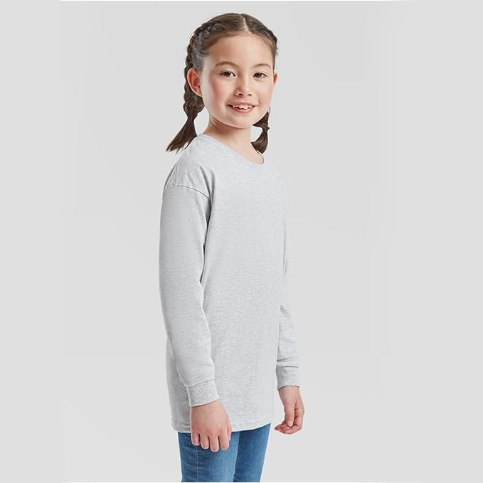 Kids Long Sleeve Cotton T-Shirt – Plain Round Neck Tee for School & Everyday Wear (Age 3–15)