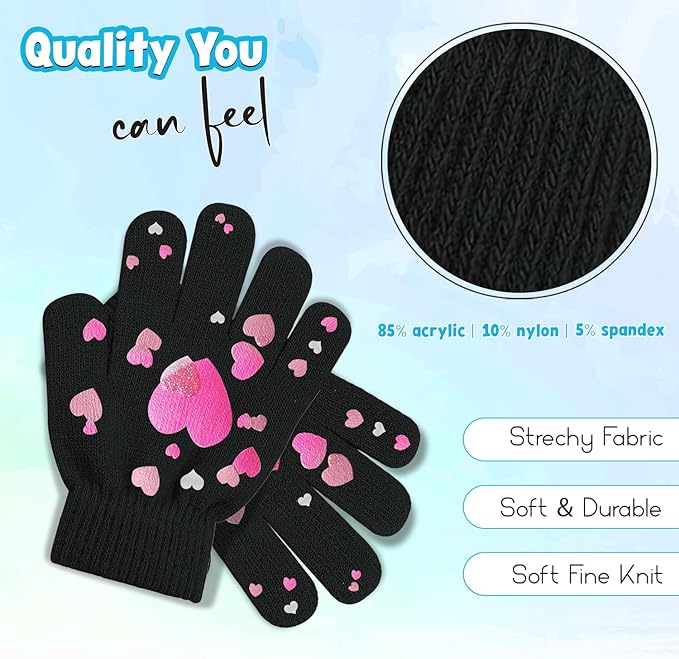 HiFEN® Kids Winter Magic Gloves – Warm Stretch Knit Full Finger Gripper Gloves