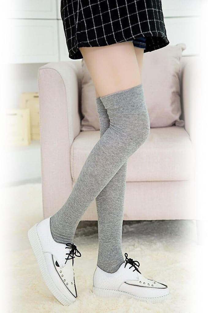 Women’s Extra Long Thigh High Cotton Socks – Over Knee Boot Stockings