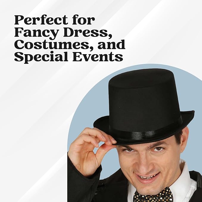 Adult Black Satin Victorian Top Hat – Costume & Party Accessory