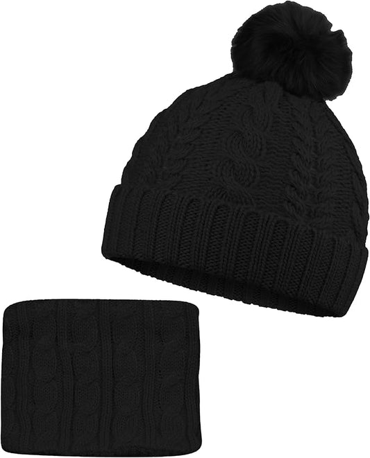 Kids Winter Hat & Neck Warmer Set – Fur Lined & Cozy