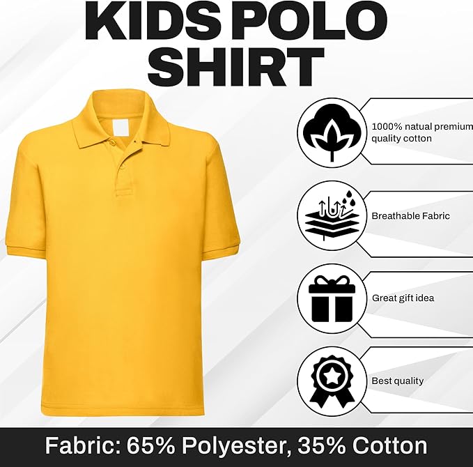 Kids Polo Shirt – Short Sleeve School Uniform (3–15 Years)