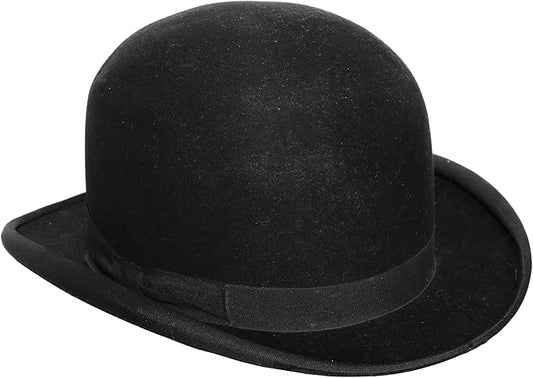 Adult Black Bowler Hat with Velour Finish – Victorian Costume & Halloween Accessory