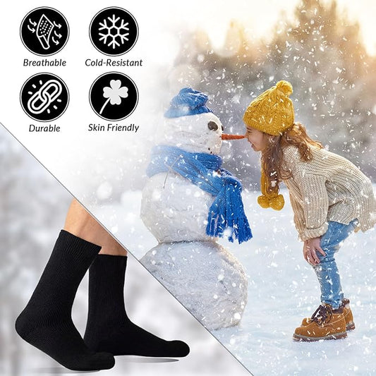 3 Pairs Girls Thermal Winter Socks – Warm Thick Cozy Cold Weather Socks (UK 4–6)
