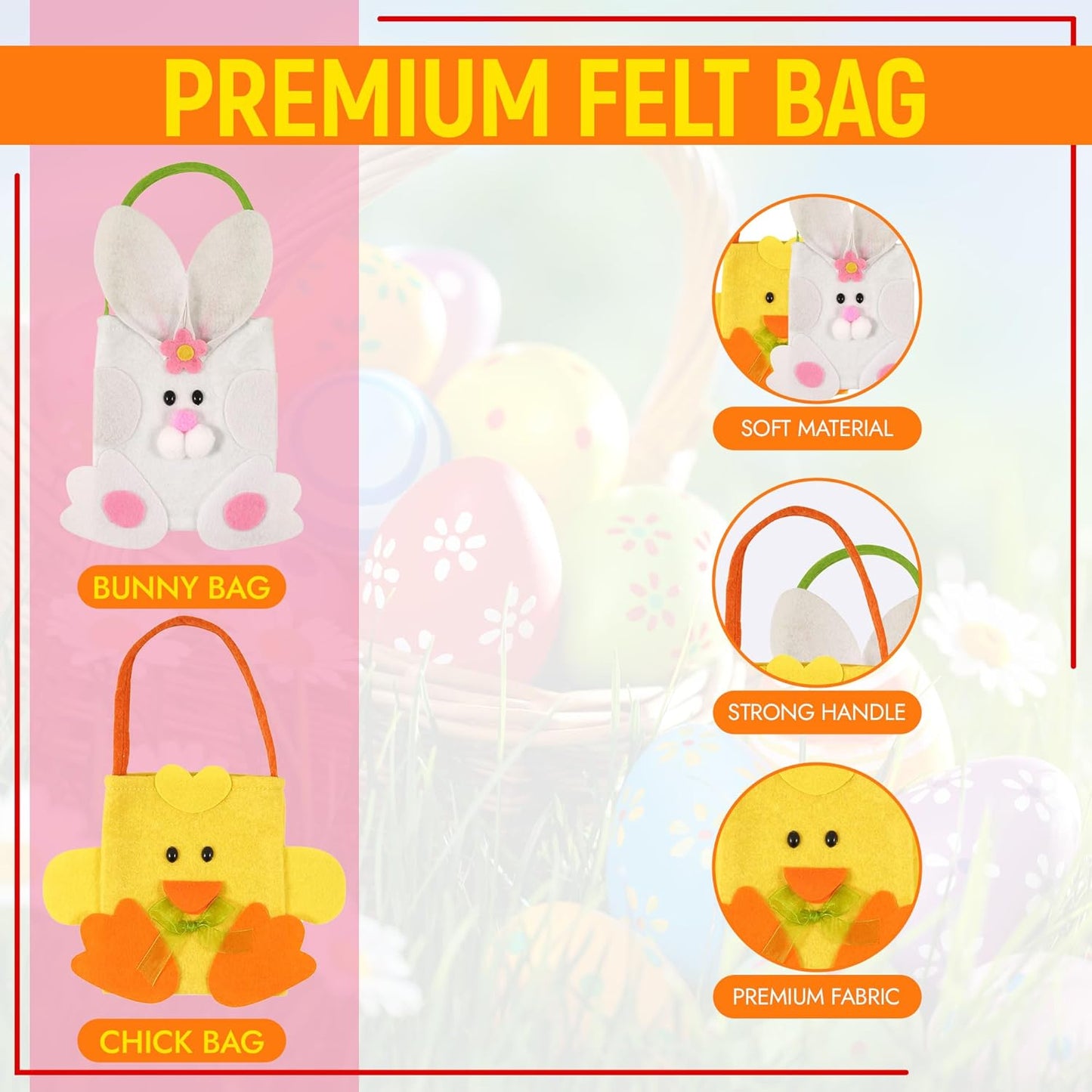 2-Pack Bunny & Chick Felt Bags
