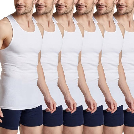 Mens Cotton Summer Vests - Pack of 6