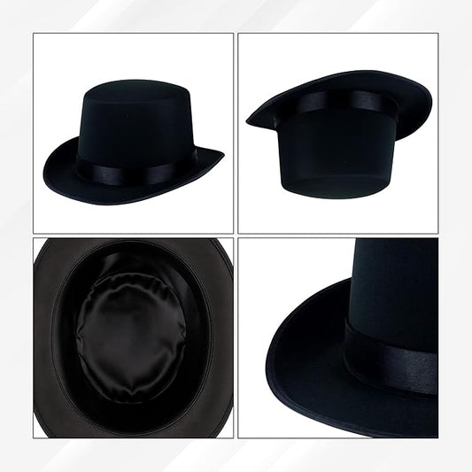 Adult Black Satin Victorian Top Hat – Costume & Party Accessory