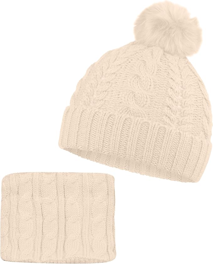 Kids Winter Hat & Neck Warmer Set – Fur Lined & Cozy