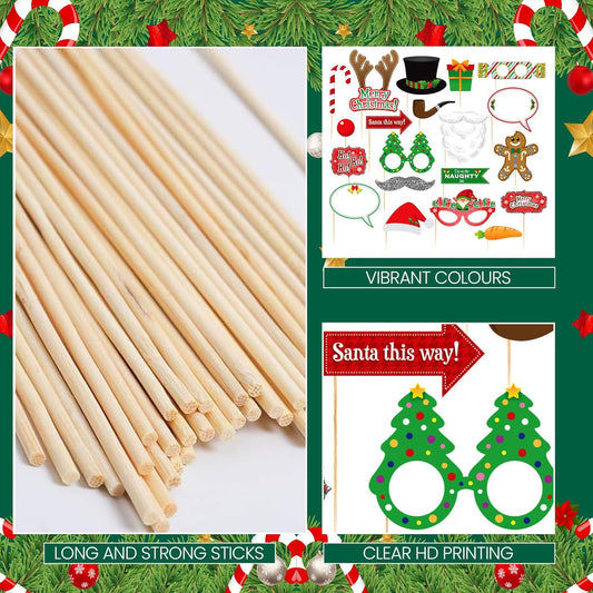 20pcs Christmas Party Photo Booth Props – Festive Holiday Kit