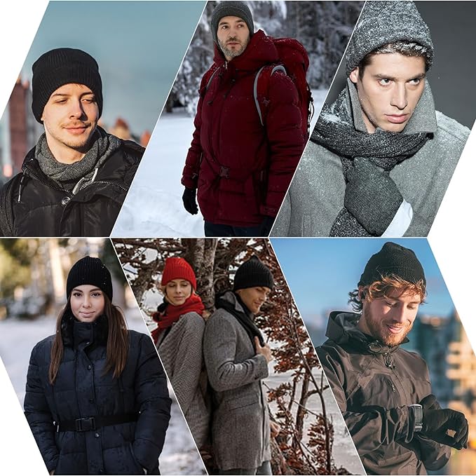 Men’s Winter Beanie Hat, Scarf & Gloves Set – Fleece Lined, Thermal Cold Weather Accessories