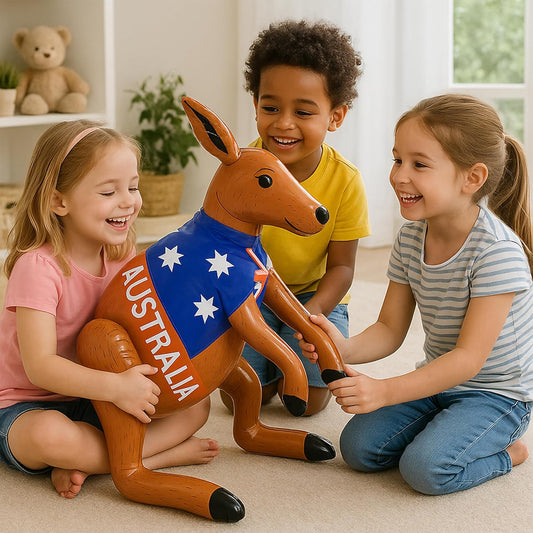 Inflatable Kangaroo with Australian Flag – 70cm Party Decoration & Fun Aussie Toy
