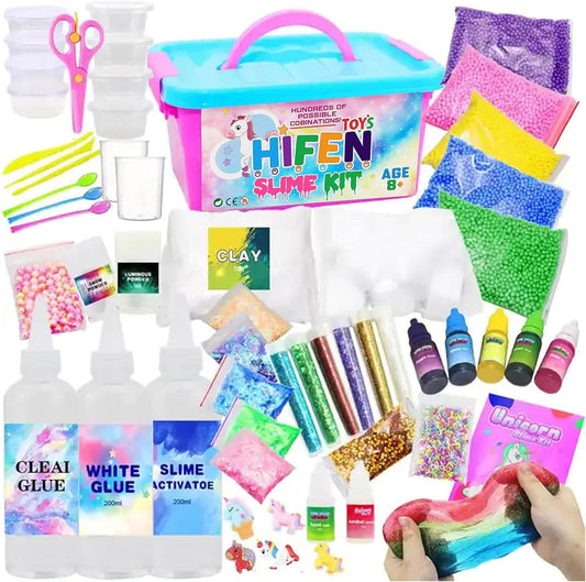 57 Pcs Slime Kit – DIY Fluffy, Non-Sticky Glitter Slime Set for Kids Ages 8+ Fun Creative Gift for Boys & Girls