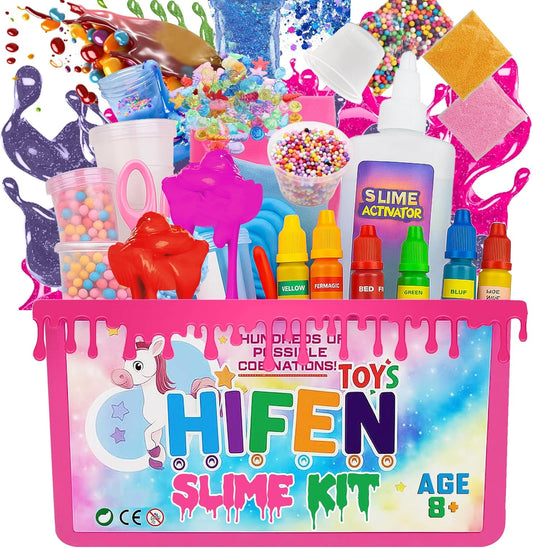 57 Pcs Slime Kit – DIY Fluffy, Non-Sticky Glitter Slime Set for Kids Ages 8+ Fun Creative Gift for Boys & Girls