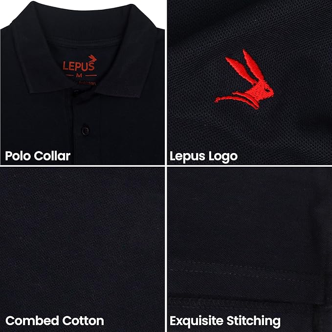 LEPUS Mens Adult Combed Cotton Polo Shirts