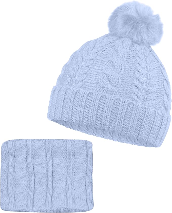 Kids Winter Hat & Neck Warmer Set – Fur Lined & Cozy