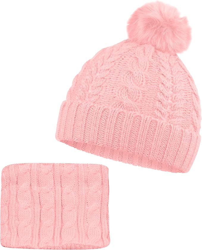 Kids Winter Hat & Neck Warmer Set – Fur Lined & Cozy