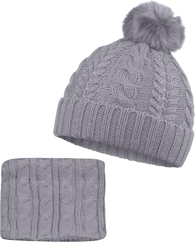 Kids Winter Hat & Neck Warmer Set – Fur Lined & Cozy