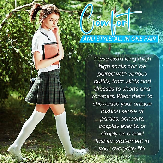 Women’s Extra Long Thigh High Cotton Socks – Over Knee Boot Stockings
