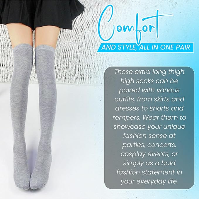 Women’s Extra Long Thigh High Cotton Socks – Over Knee Boot Stockings