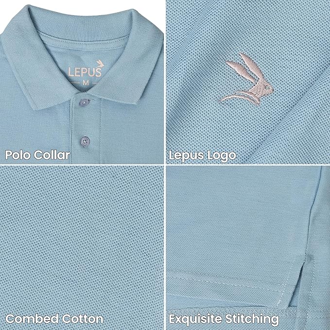LEPUS Mens Adult Combed Cotton Polo Shirts