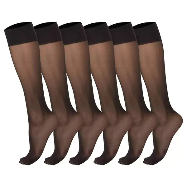 6 Pairs Women Nylon Knee High Socks HiFEN