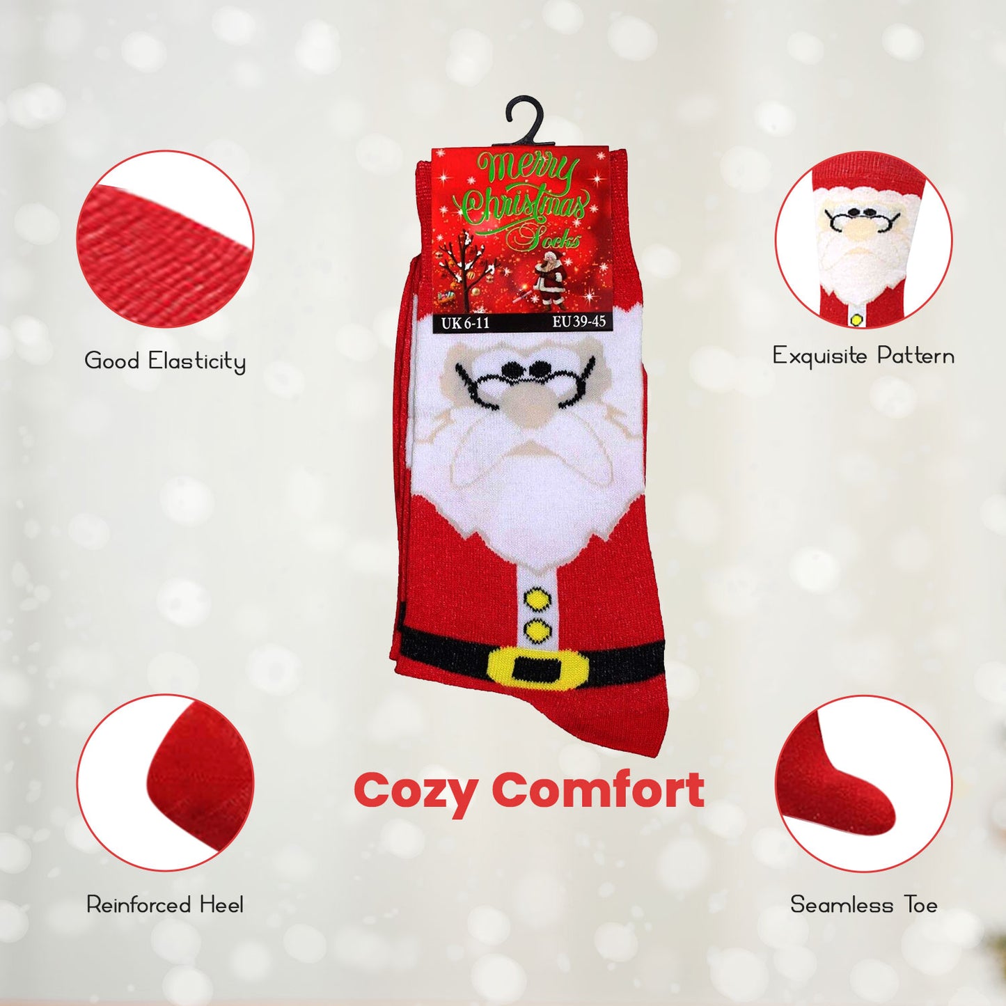 6 Pairs Christmas Socks – Festive Novelty Socks for Men & Women