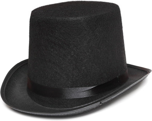 HiFEN® Top Hat Black Velour - Stylish Formal Accessory for Men - Vintage Design for Costumes, Weddings, and Halloween Event (Adult)