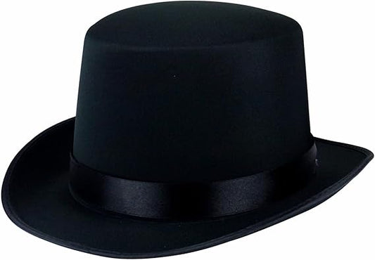 HiFEN® Adult Black Satin Victorian Top Hat, Fancy Dress Accessory for Costumes, Parties, Magician & Halloween Themed Events