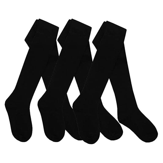 3 Pairs Girls Cotton Rich Plain  School Tights Warm Soft Thick Tights