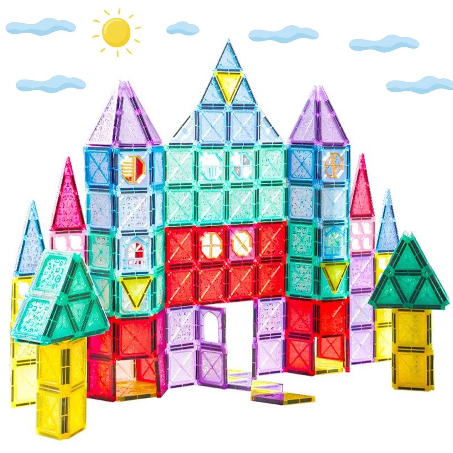110Pcs Magnetic Building Construction Creative 3D Educational Tiles Set Kids Toy