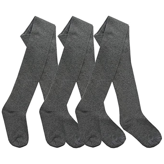 HiFEN® 3 Pairs Girls Cotton Rich Plain Tights Warm Soft Thick Formal Smart Casual Back to School Girl Tights
