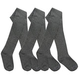 HiFEN® 3 Pairs Girls Cotton Rich Plain Tights Warm Soft Thick Formal Smart Casual Back to School Girl Tights