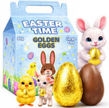 HiFEN® Easter Milk Chocolate Eggs 80g, Golden Eggs Gift Box, Luxurious Milky Easter Treats, Large Chocolate Egg Wrapped in Gold Foil (1 Chocolate Egg of 80g