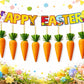 HiFEN® Easter Decorations, Happy Easting Banner with Carrots, Easter Bunting, Egg Hunt Banner, Happy Easter Sign, Party Props & Outdoor Décor, Home Decorations
