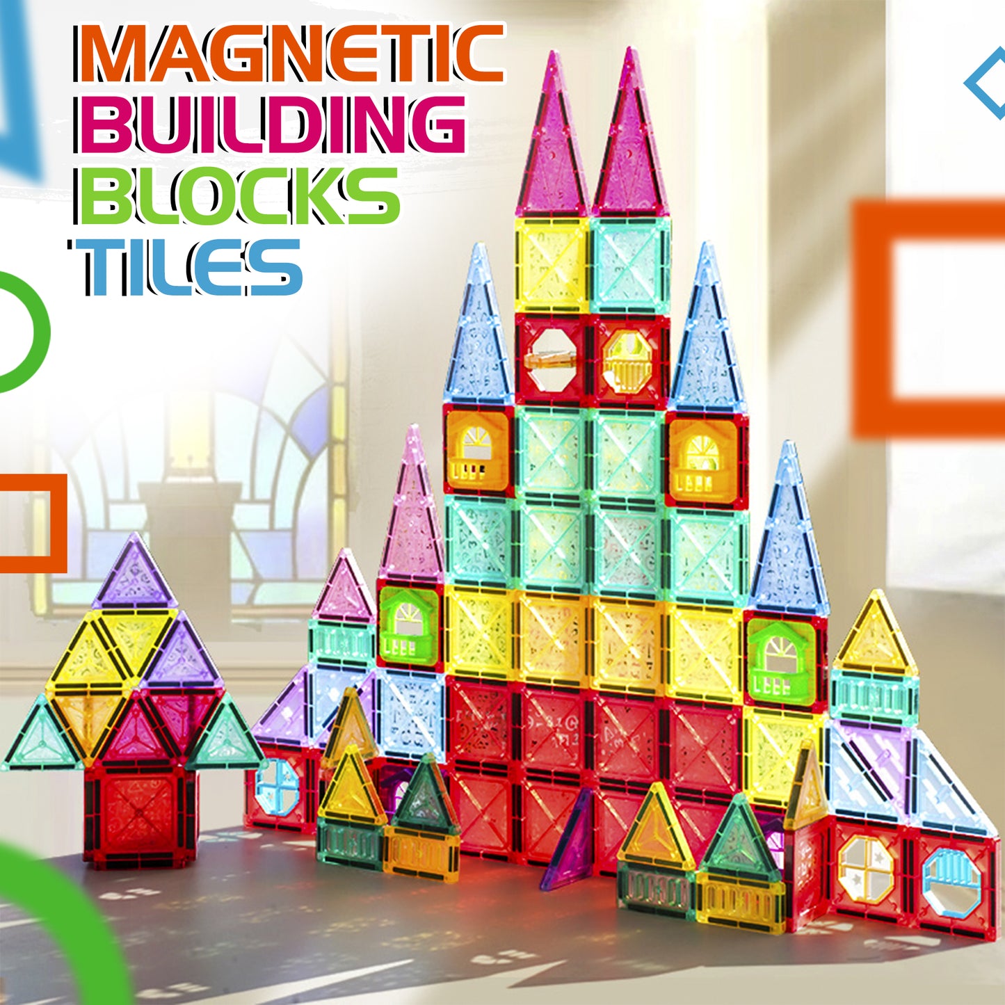 110Pcs Magnetic Building Construction Creative 3D Educational Tiles Set Kids Toy