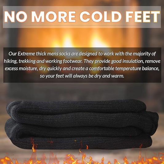 HiFEN® 3 Pairs Multipack Mens Extra Thick Warm Thermal Socks Black Heated Boot Socks