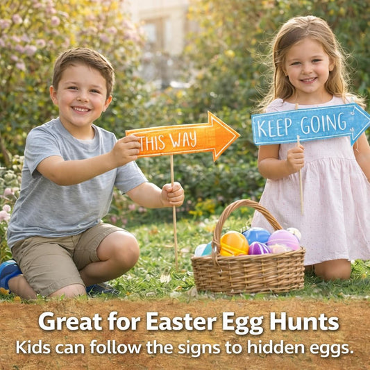 Hifen® 20PCS Easter Party 𝐏𝐡𝐨𝐭𝐨 𝐁𝐨𝐨𝐭𝐡 Props, Bunny Ears, Eggs Signs & Sticks | Colorful Photo Props for Kids & Adults, Easter Hunt Decorations with Giant Blow Up Frame Celebration Party Prop