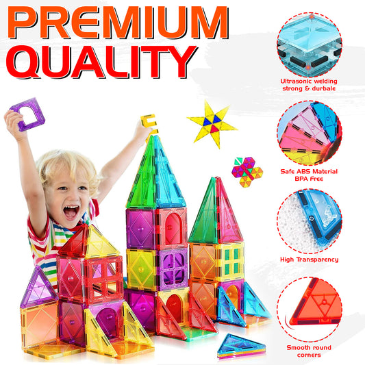 110 Pcs Kids Magnetic Building Tiles – STEM Educational Construction Toy Set for Boys & Girls