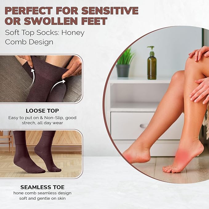 3 Pairs Diabetic Socks for women UK 4-8 | Compression Socks