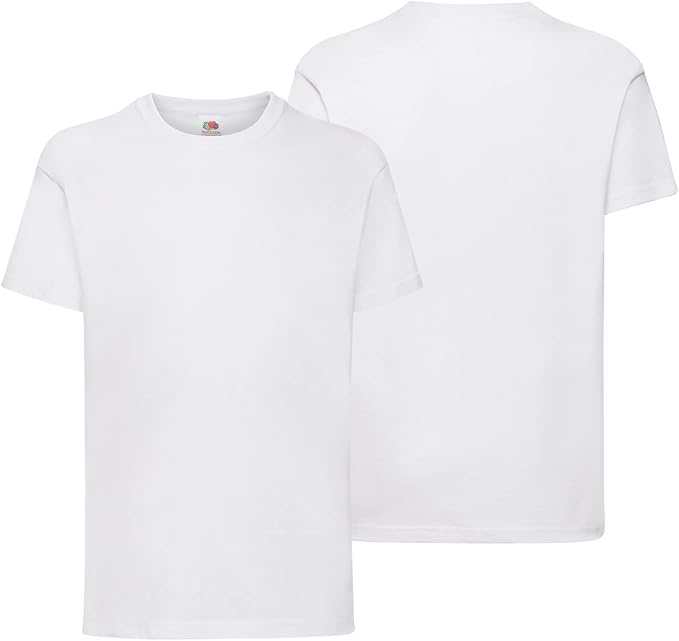 HiFEN® Kids Crew Neck Short Sleeve T Shirts Cotton Rich Plain Classic Fit Value weight Casual Top 3 to 15 Years 3 Pack