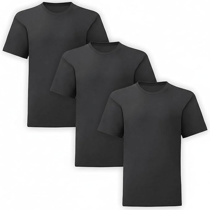 HiFEN® Kids Crew Neck Short Sleeve T Shirts Cotton Rich Plain Classic Fit Value weight Casual Top 3 to 15 Years 3 Pack