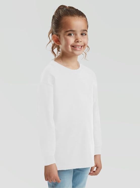 Kids Long Sleeve Cotton T-Shirt – Plain Round Neck Tee for School & Everyday Wear (Age 3–15)